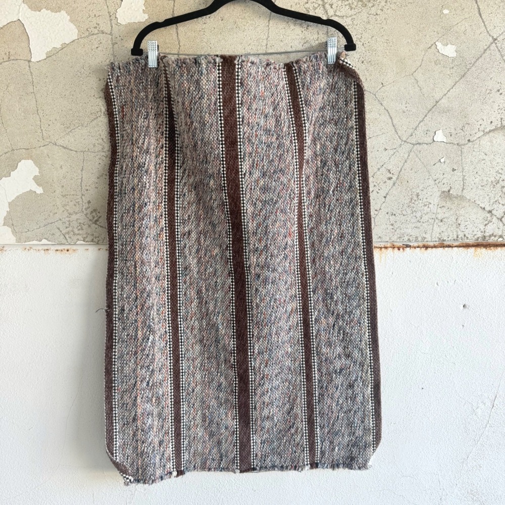 Vintage Rag Rug Brown Striped Multicolor Farmhouse Country Primitive Cabin 32"
